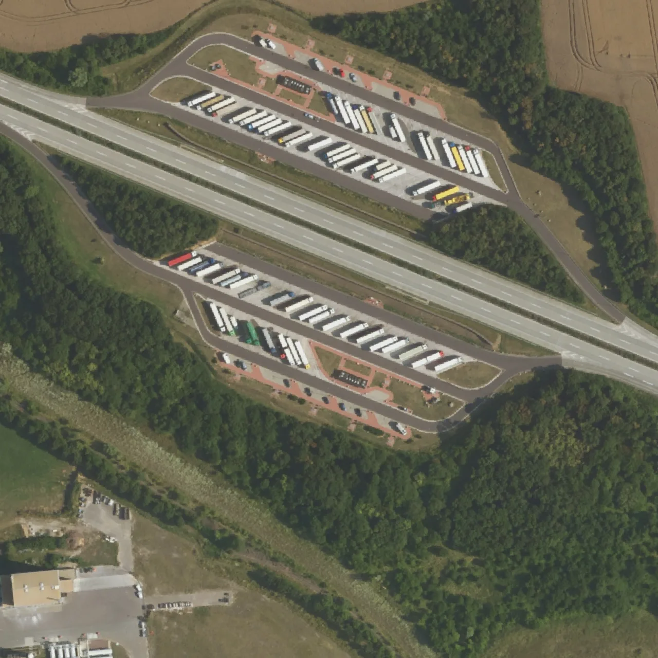 Aerial photo (orthophoto) of truck parking Sülzegrund West from 2024