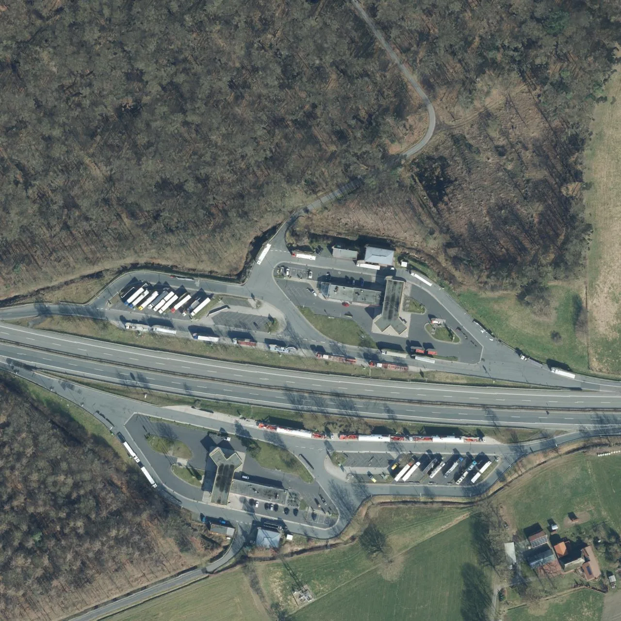 Aerial photo (orthophoto) of truck parking Hasbruch Nord from 2023