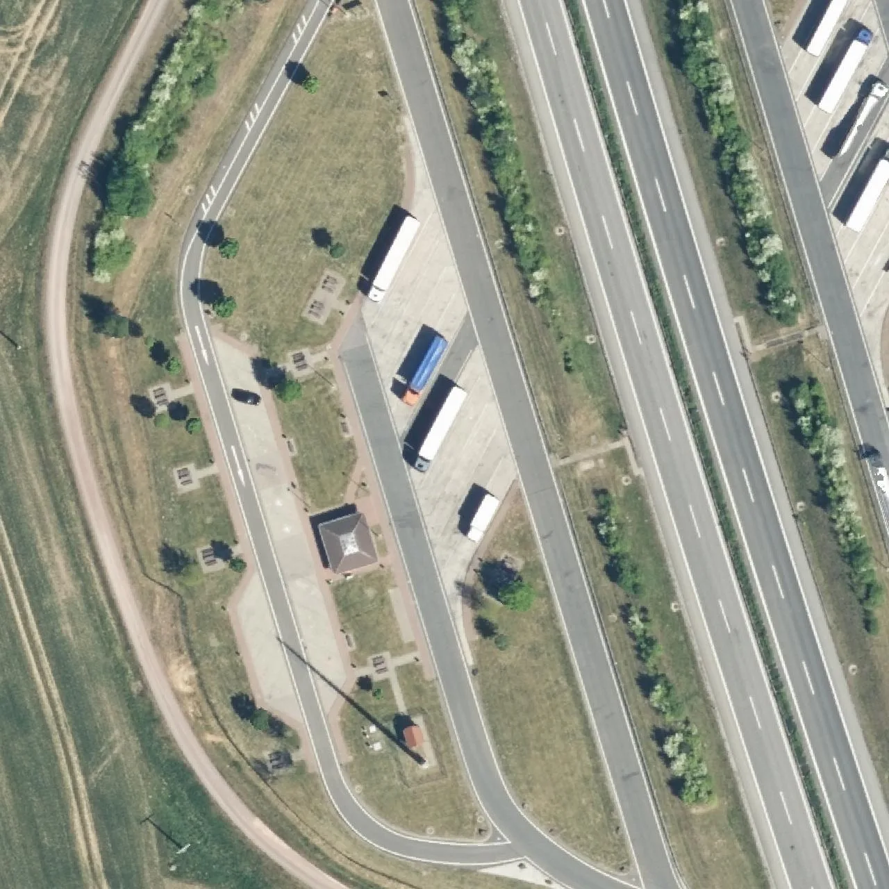 Aerial photo (orthophoto) of truck parking Im Werratal West from 2023