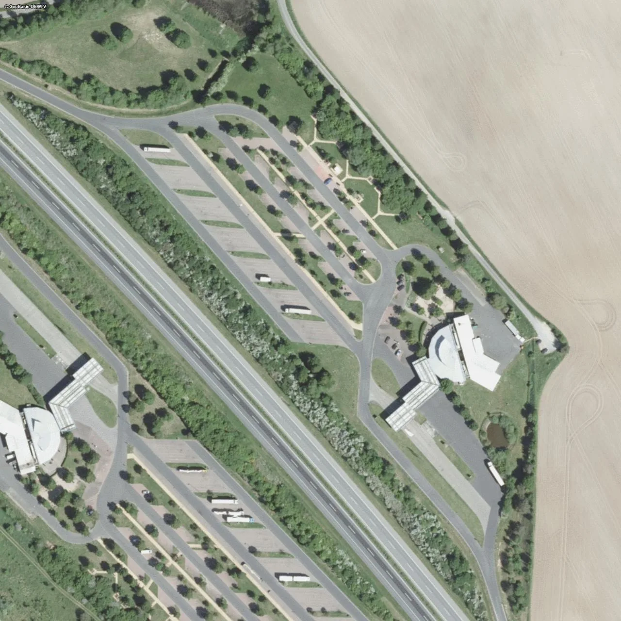 Aerial photo (orthophoto) of truck parking Recknitz Niederung Ost from 2024