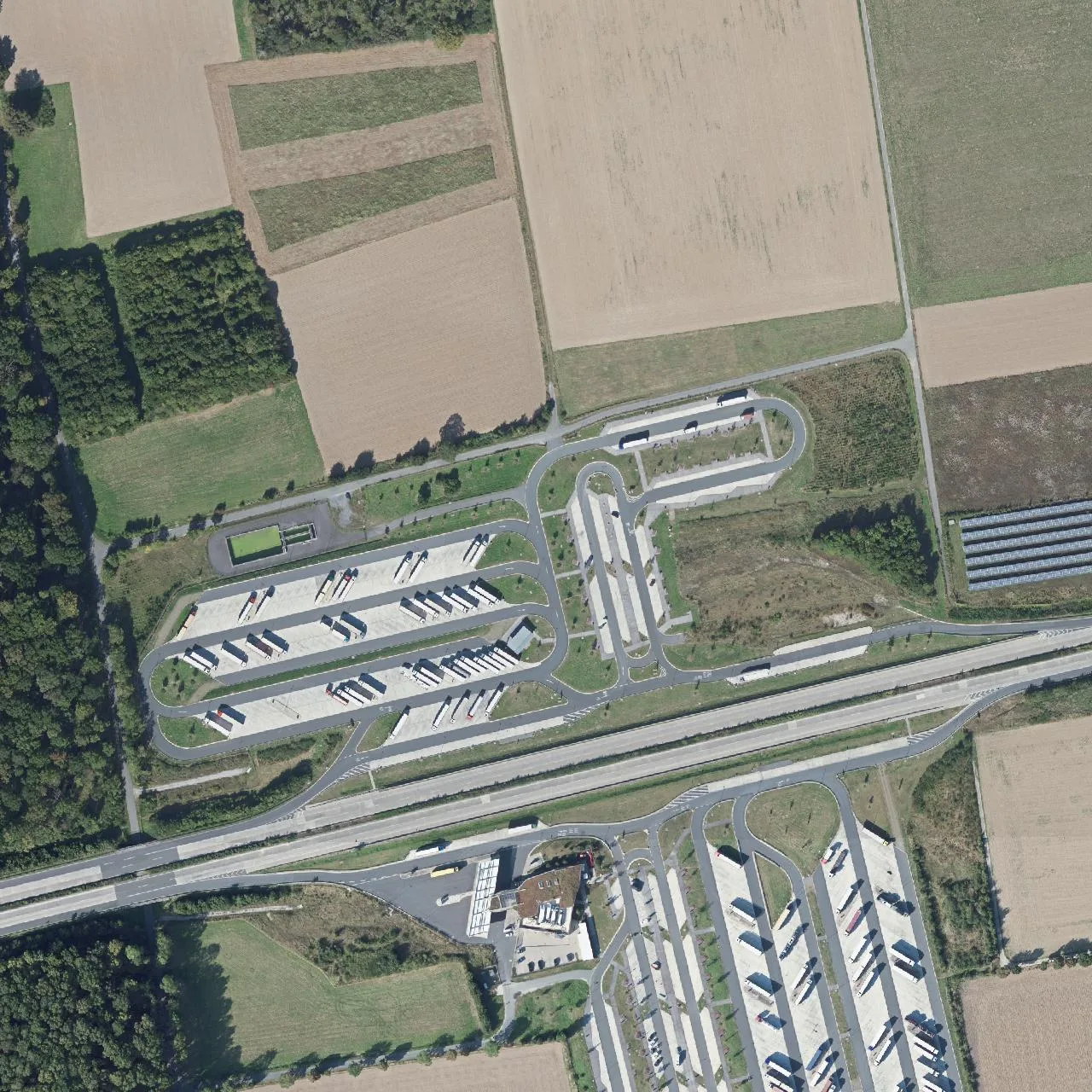 Aerial photo (orthophoto) of truck parking Hellweg (Nord) from 2024
