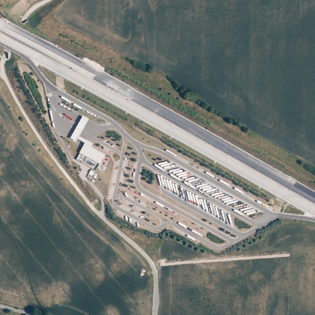 Aerial photo (orthophoto) of truck parking Altenburger Land Süd from 2023