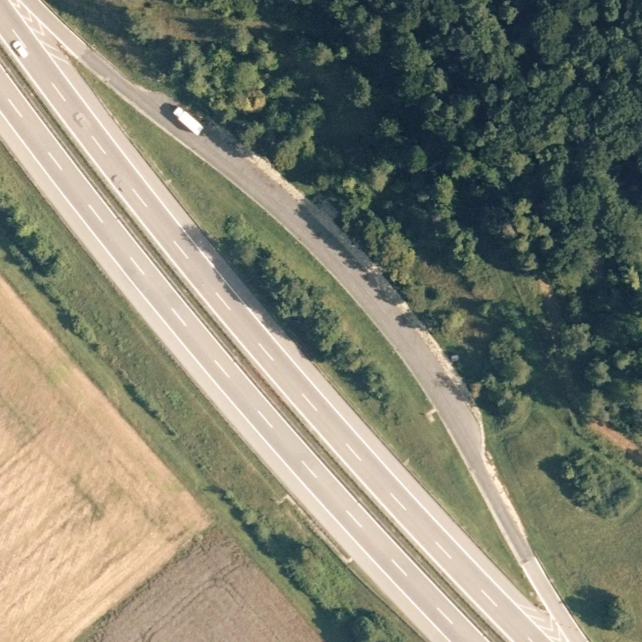 Aerial photo (orthophoto) of truck parking Spitzig Berg from 2025