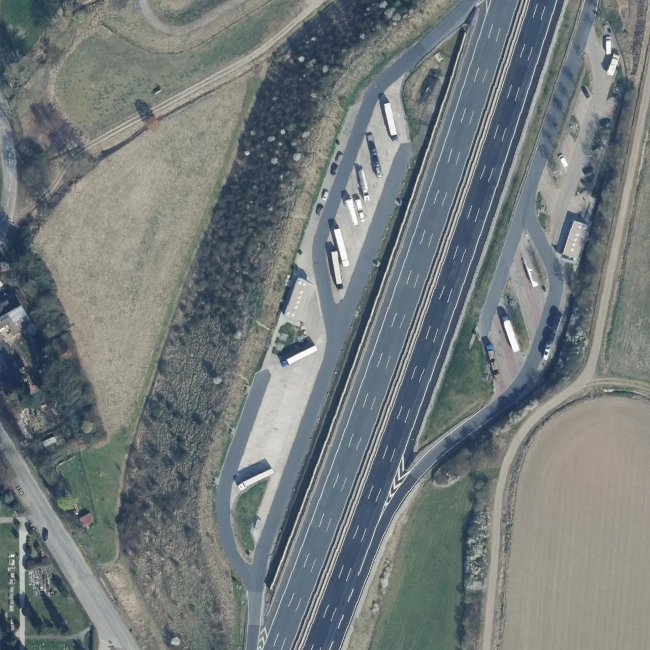 Aerial photo (orthophoto) of truck parking Ambergau West from 2025