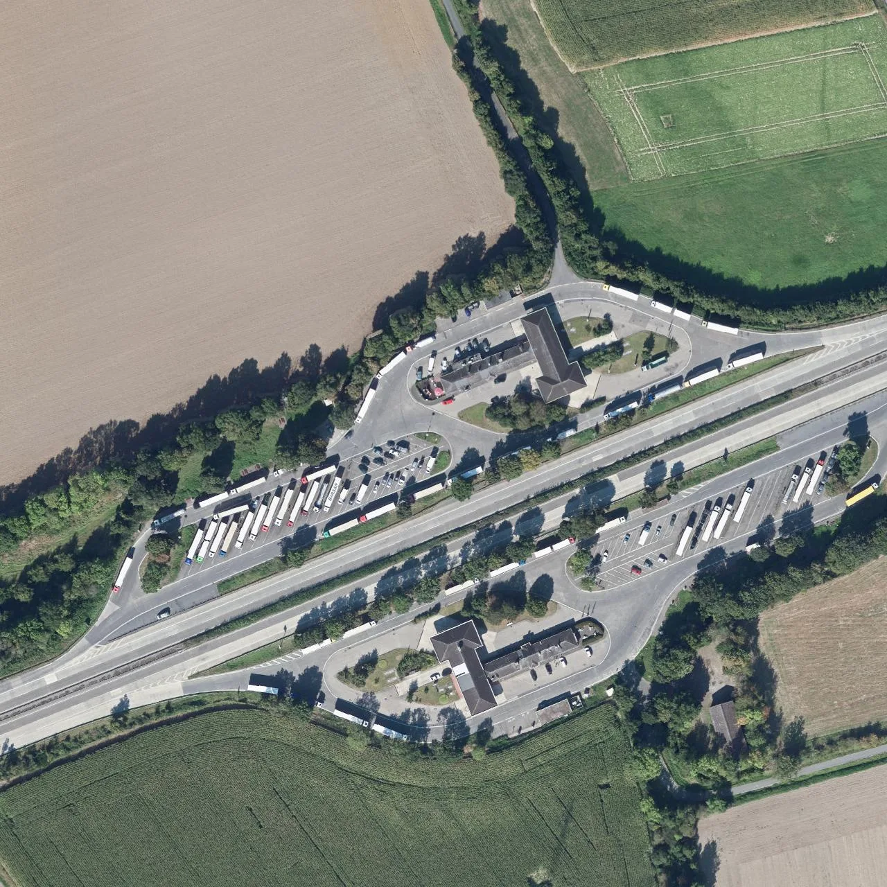 Aerial photo (orthophoto) of truck parking Soester Börde Nord from 2024
