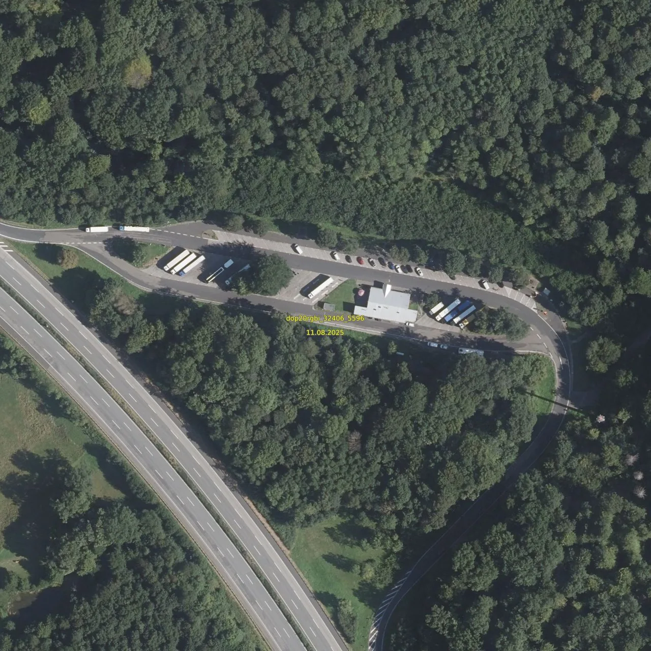Luftbild (Orthofoto) des LKW-Parkplatzes Landsberg a. d. Warthe  aus dem Jahr 2025