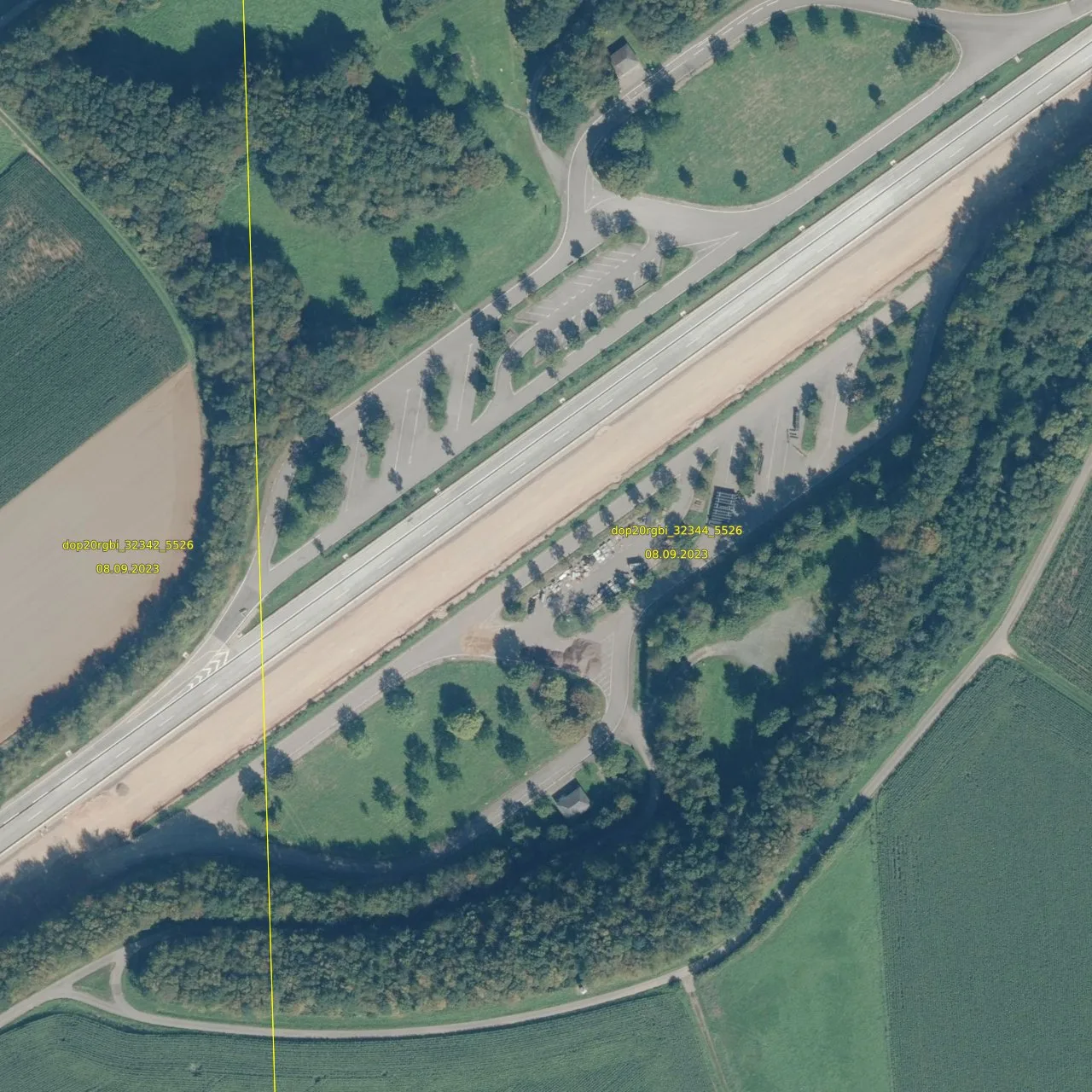 Luftbild (Orthofoto) des LKW-Parkplatzes Rivenich aus dem Jahr 2023