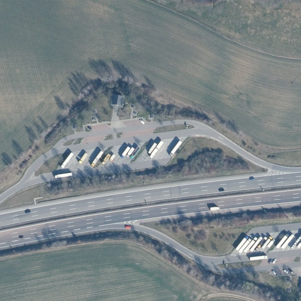 Aerial photo (orthophoto) of truck parking Am Angerberg Nord from 2023
