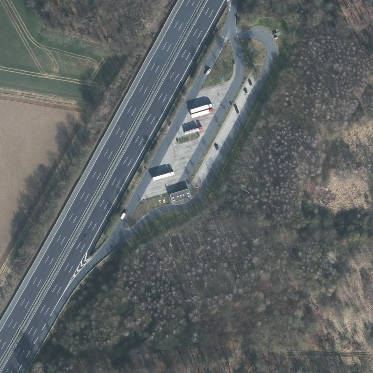 Aerial photo (orthophoto) of truck parking Schafstrift Süd from 2025