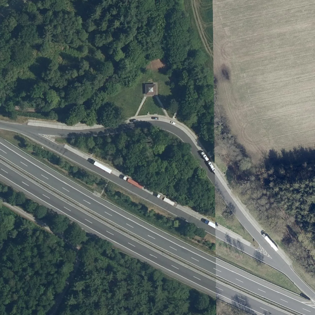 Aerial photo (orthophoto) of truck parking Wechloy Nord from 2023