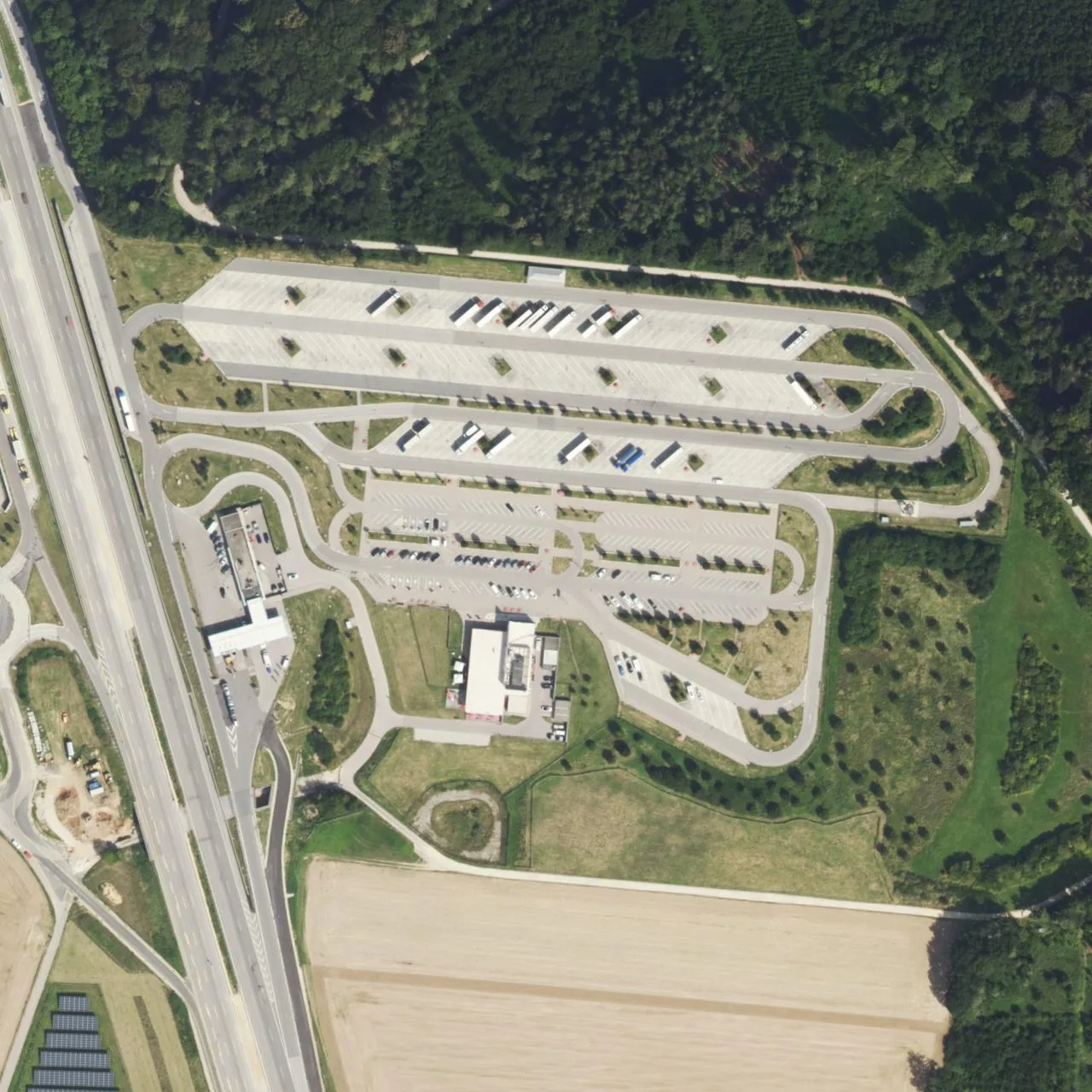 Aerial photo (orthophoto) of truck parking Köschinger Forst Ost from 2022