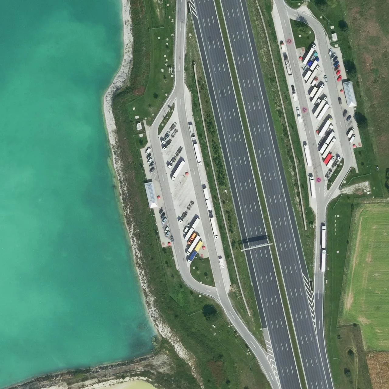 Aerial photo (orthophoto) of truck parking Brunngras West from 2022