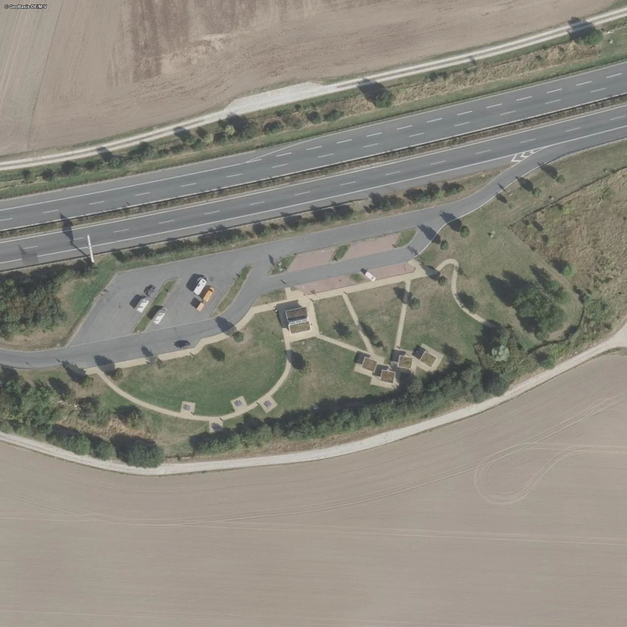 Aerial photo (orthophoto) of truck parking Warnowtal Süd from 2024