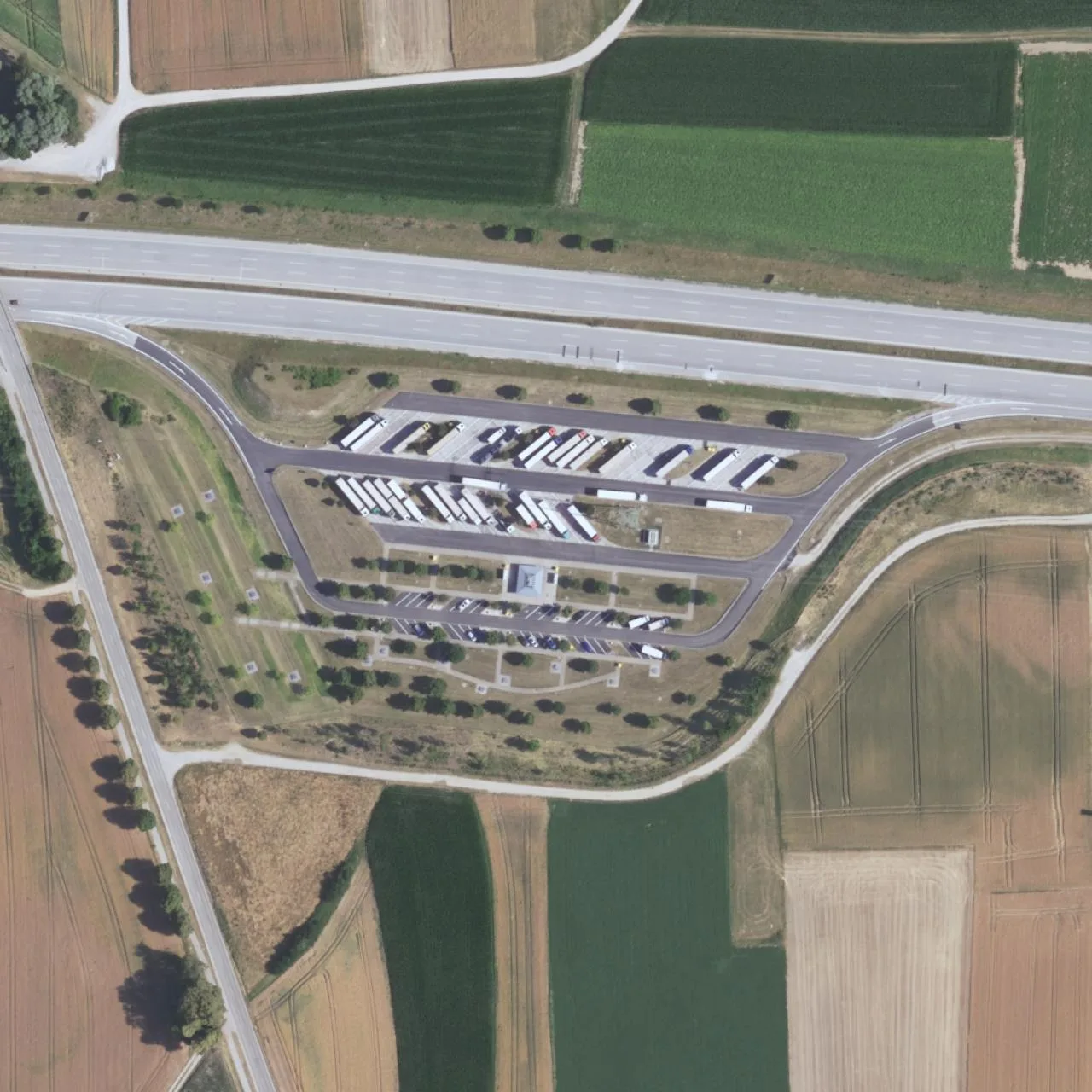 Aerial photo (orthophoto) of truck parking Kirchholz Süd from 2022