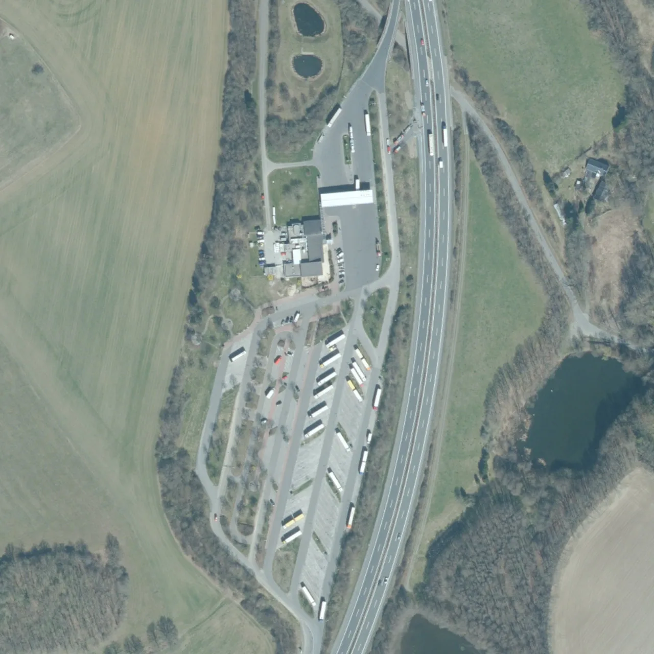 Aerial photo (orthophoto) of truck parking Vogtland Nord from 2023