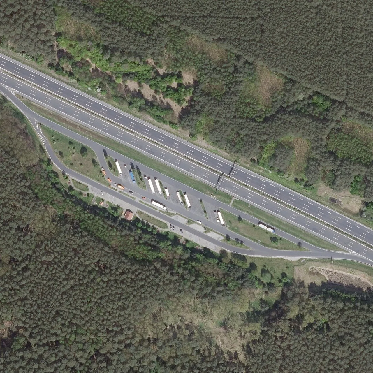 Aerial photo (orthophoto) of truck parking Schwielowsee from 2024