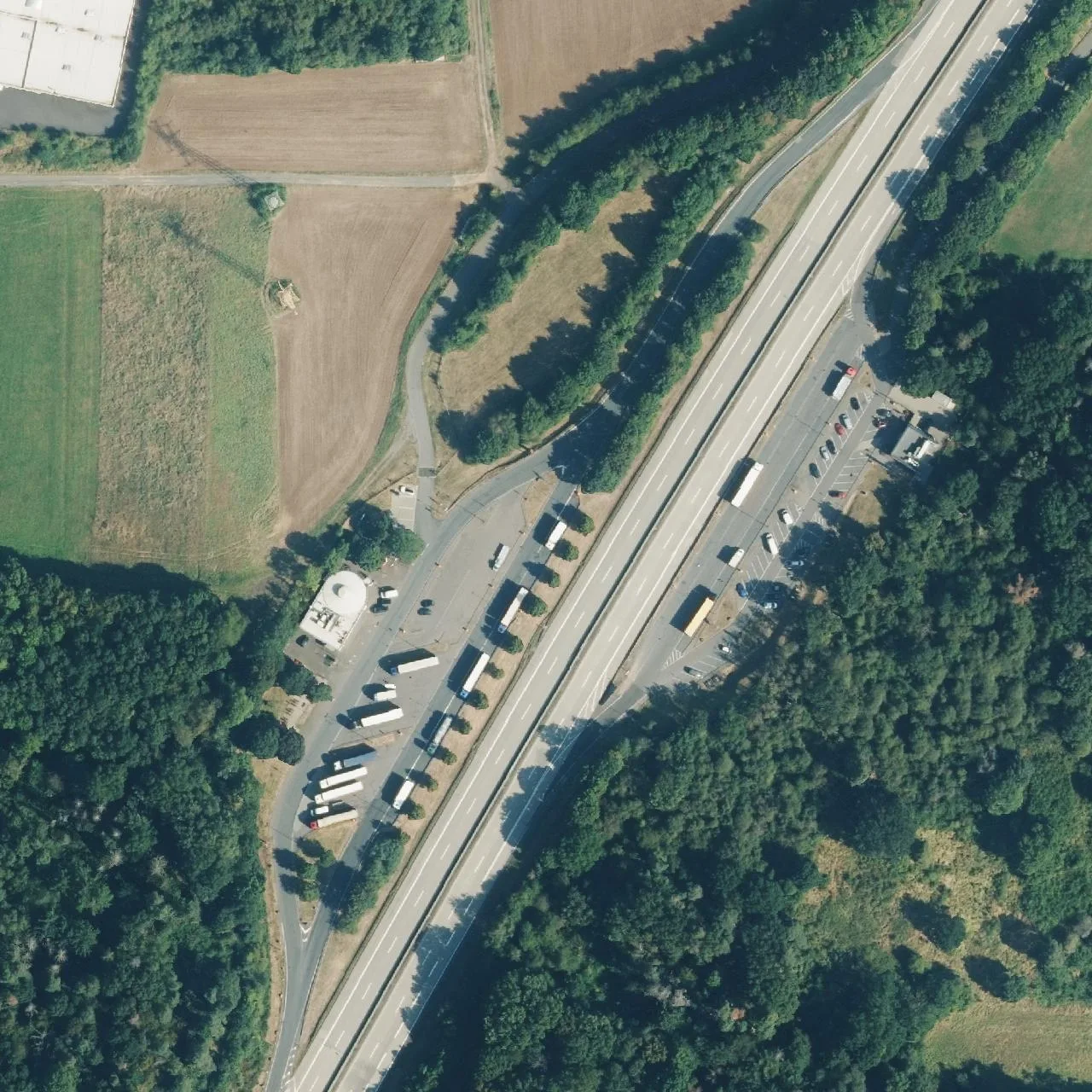 Aerial photo (orthophoto) of truck parking Limes West from 2024