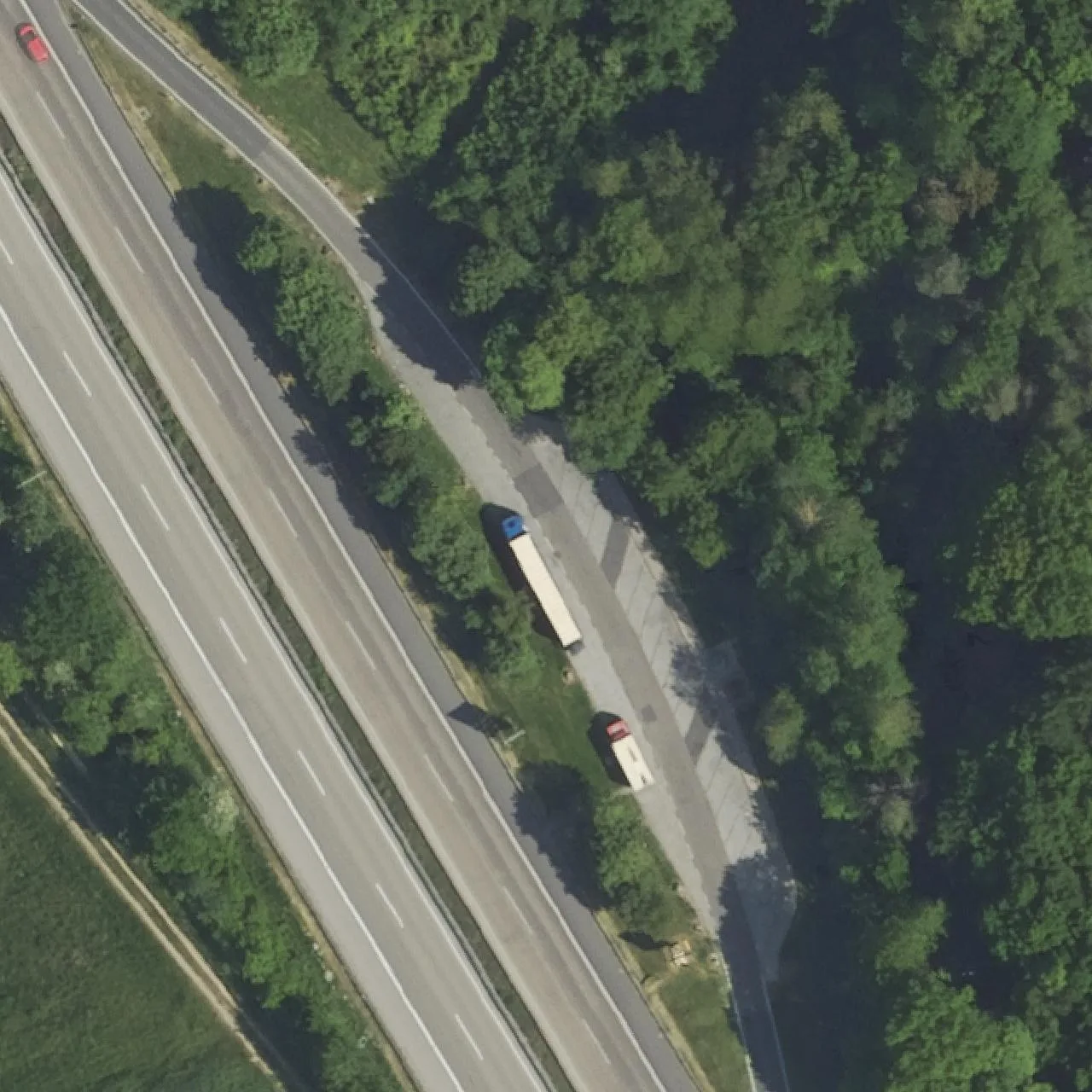Aerial photo (orthophoto) of truck parking Riederberg from 2023