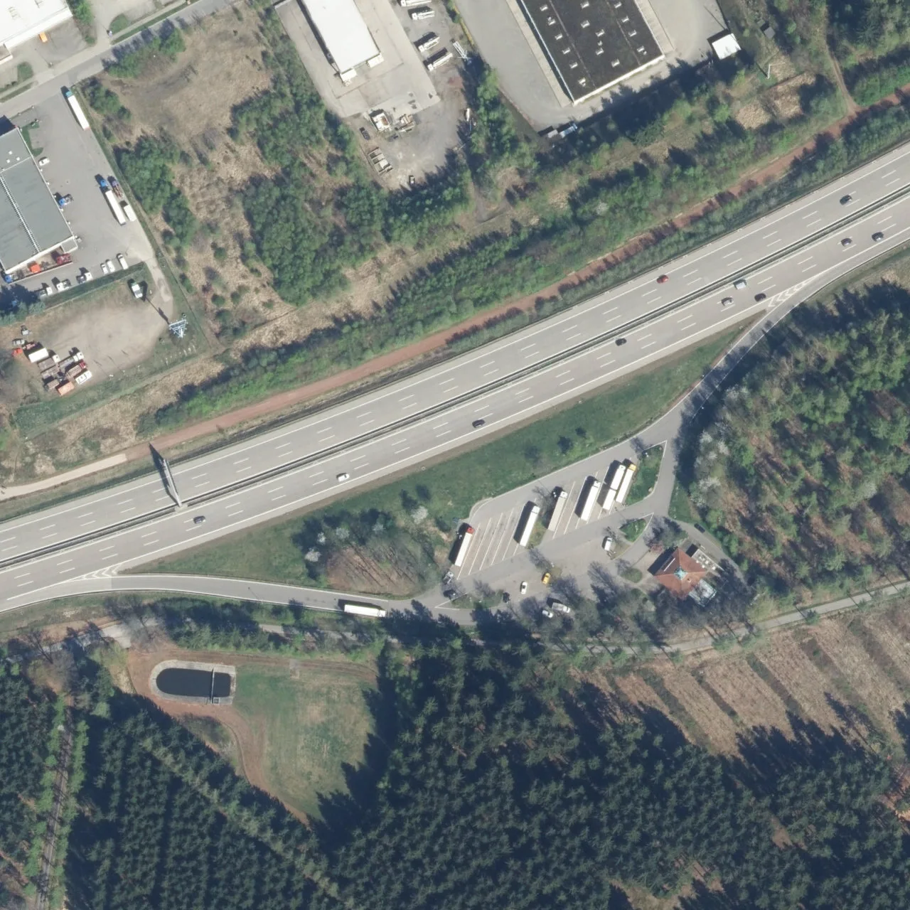 Aerial photo (orthophoto) of truck parking Rabensteiner Wald from 2023