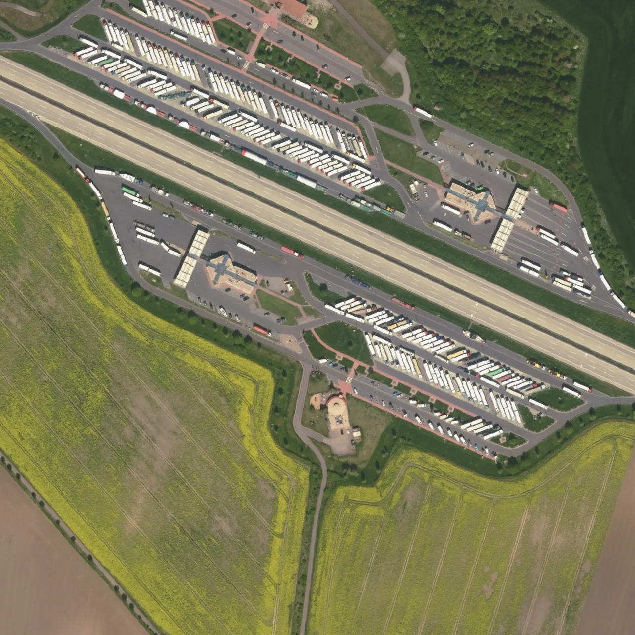 Aerial photo (orthophoto) of truck parking Börde Süd from 2025