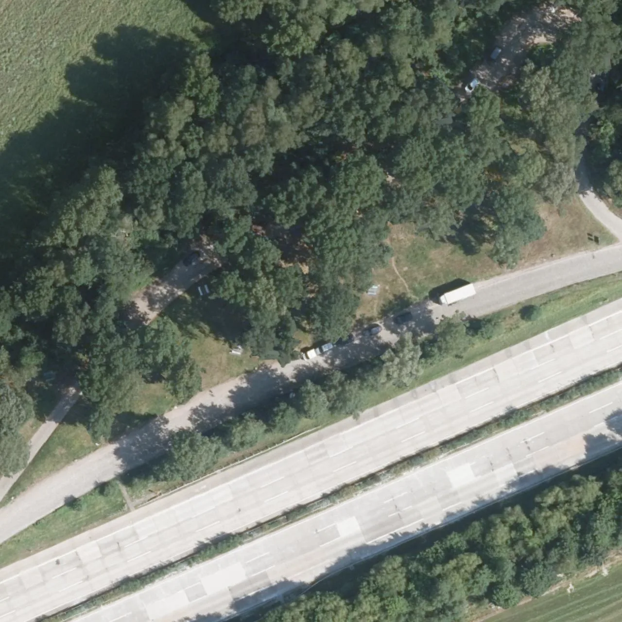 Aerial photo (orthophoto) of truck parking Auegrund West from 2024