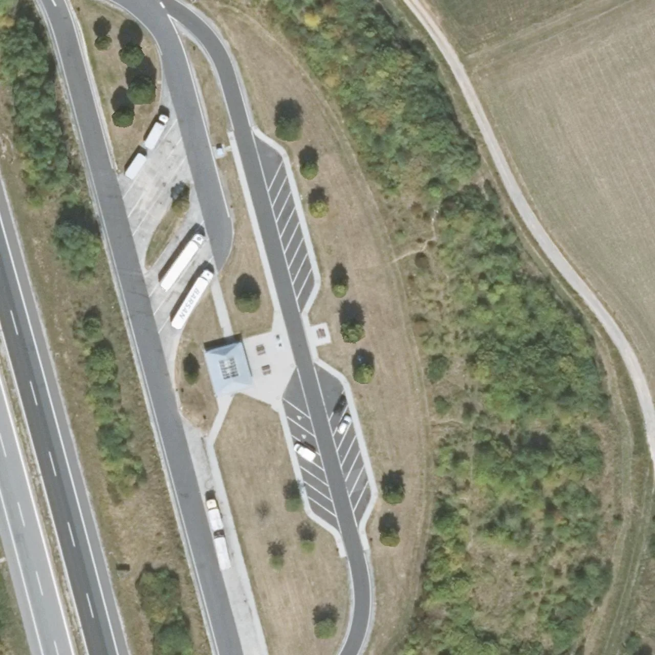 Aerial photo (orthophoto) of truck parking Lauertal Ost from 2023