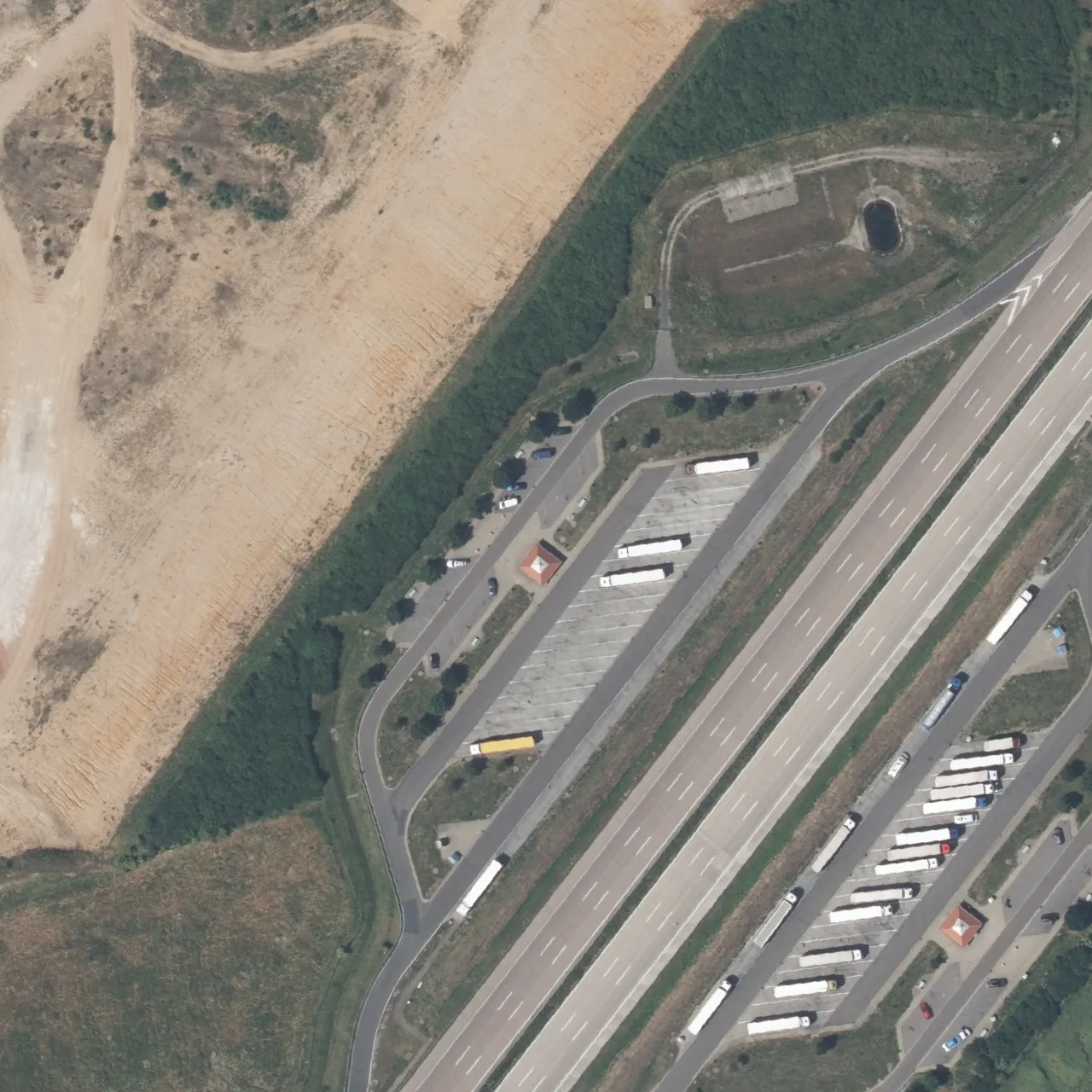 Aerial photo (orthophoto) of truck parking Pörstental West from 2025