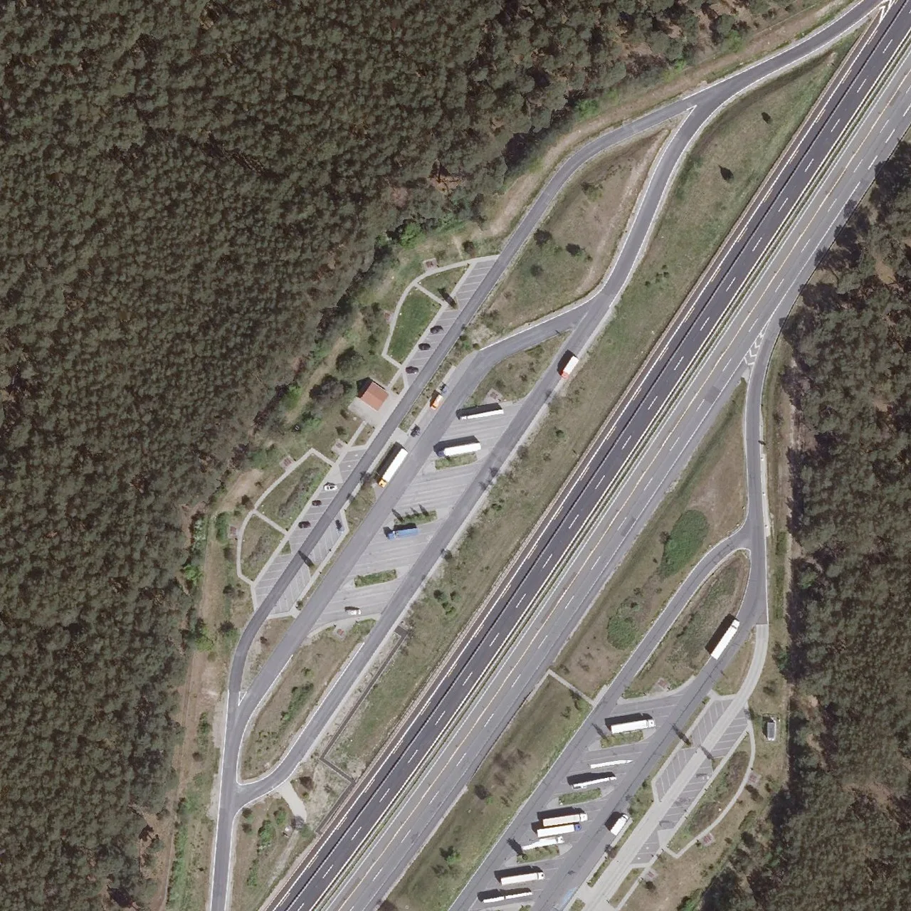 Aerial photo (orthophoto) of truck parking Borker Heide from 2024