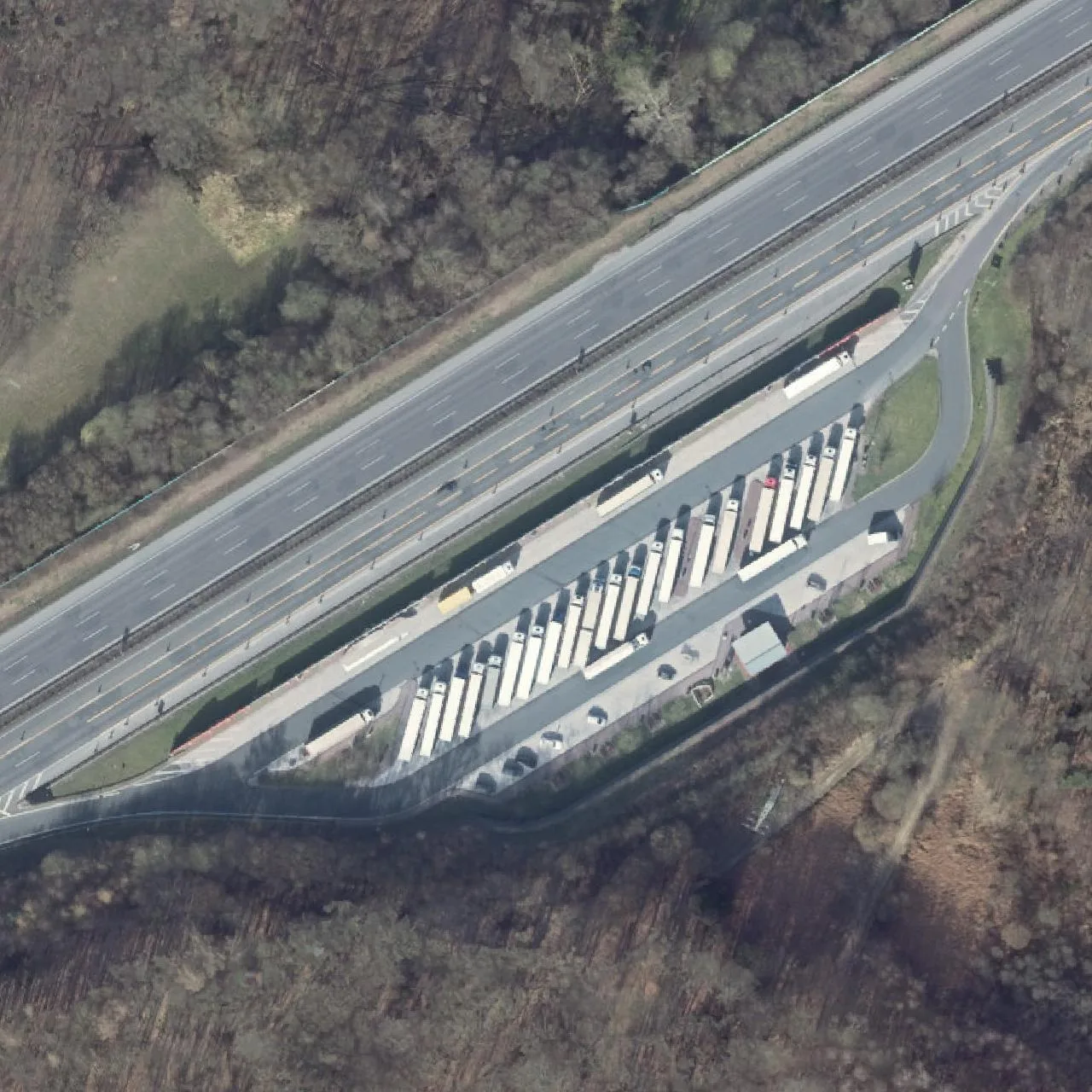 Aerial photo (orthophoto) of truck parking Funckenhausen from 2025