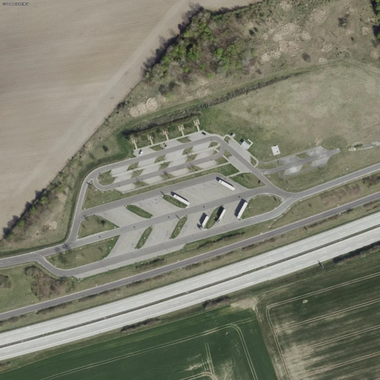 Aerial photo (orthophoto) of truck parking Brohmer Berge from 2023