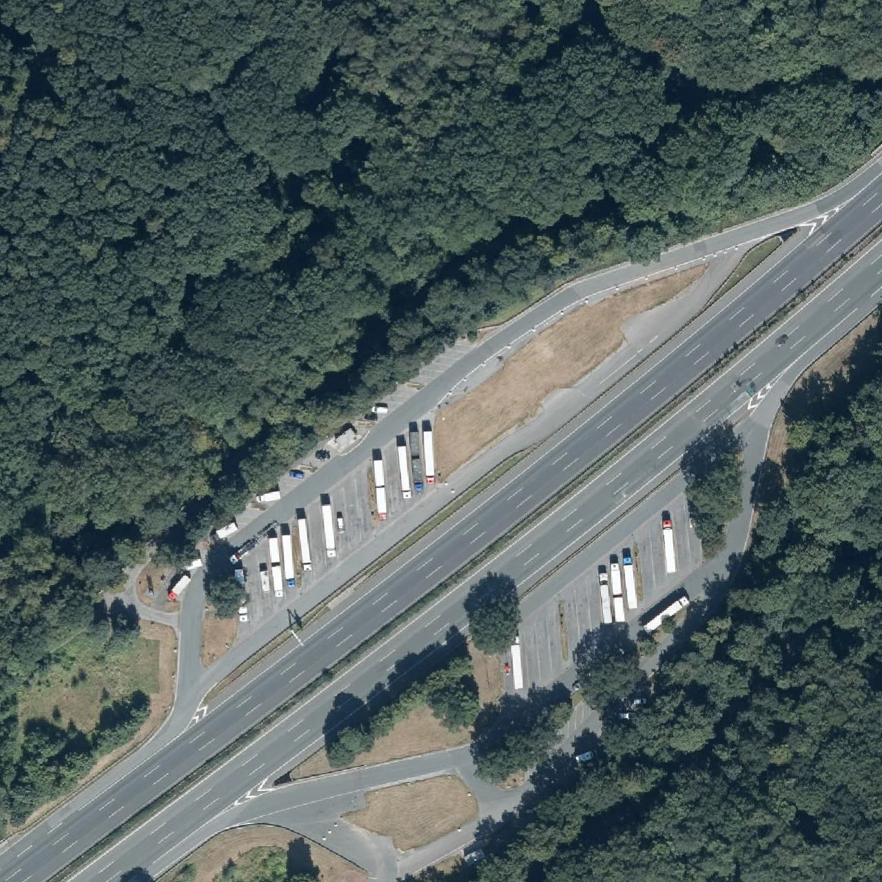 Aerial photo (orthophoto) of truck parking Herford (Nord) from 2024