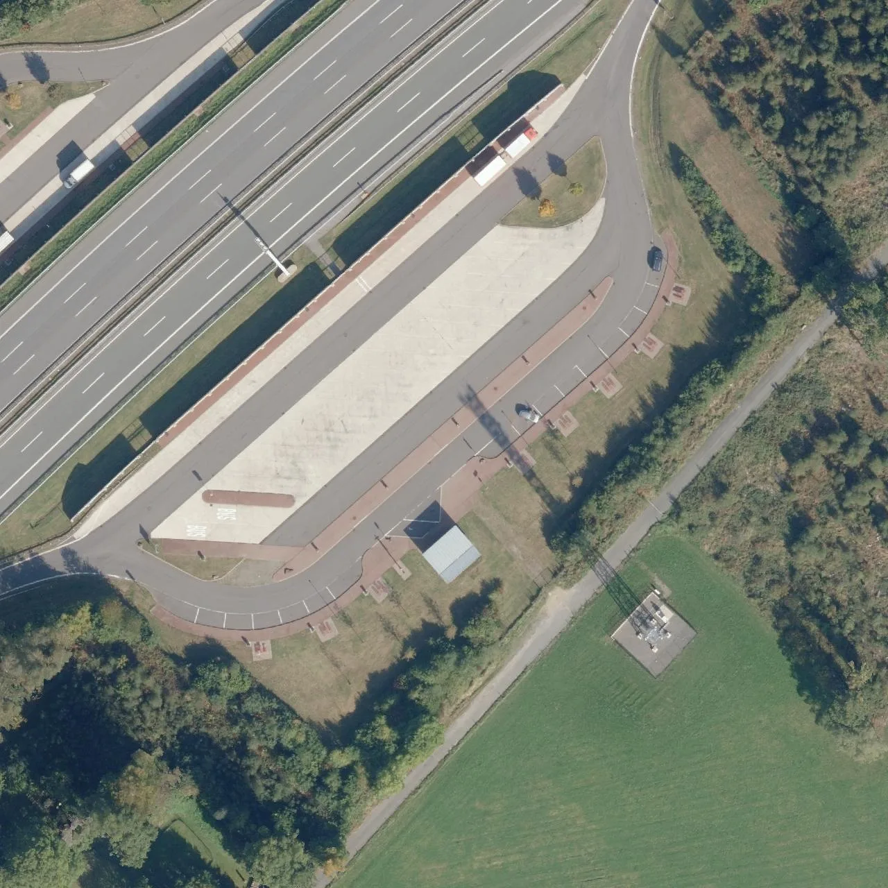 Aerial photo (orthophoto) of truck parking Schwiendahl from 2023