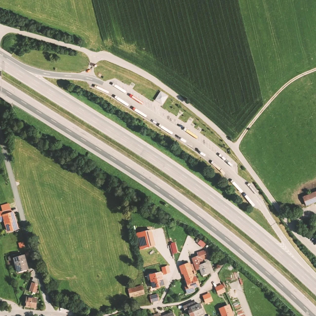 Aerial photo (orthophoto) of truck parking Seehamer See-Ost from 2022