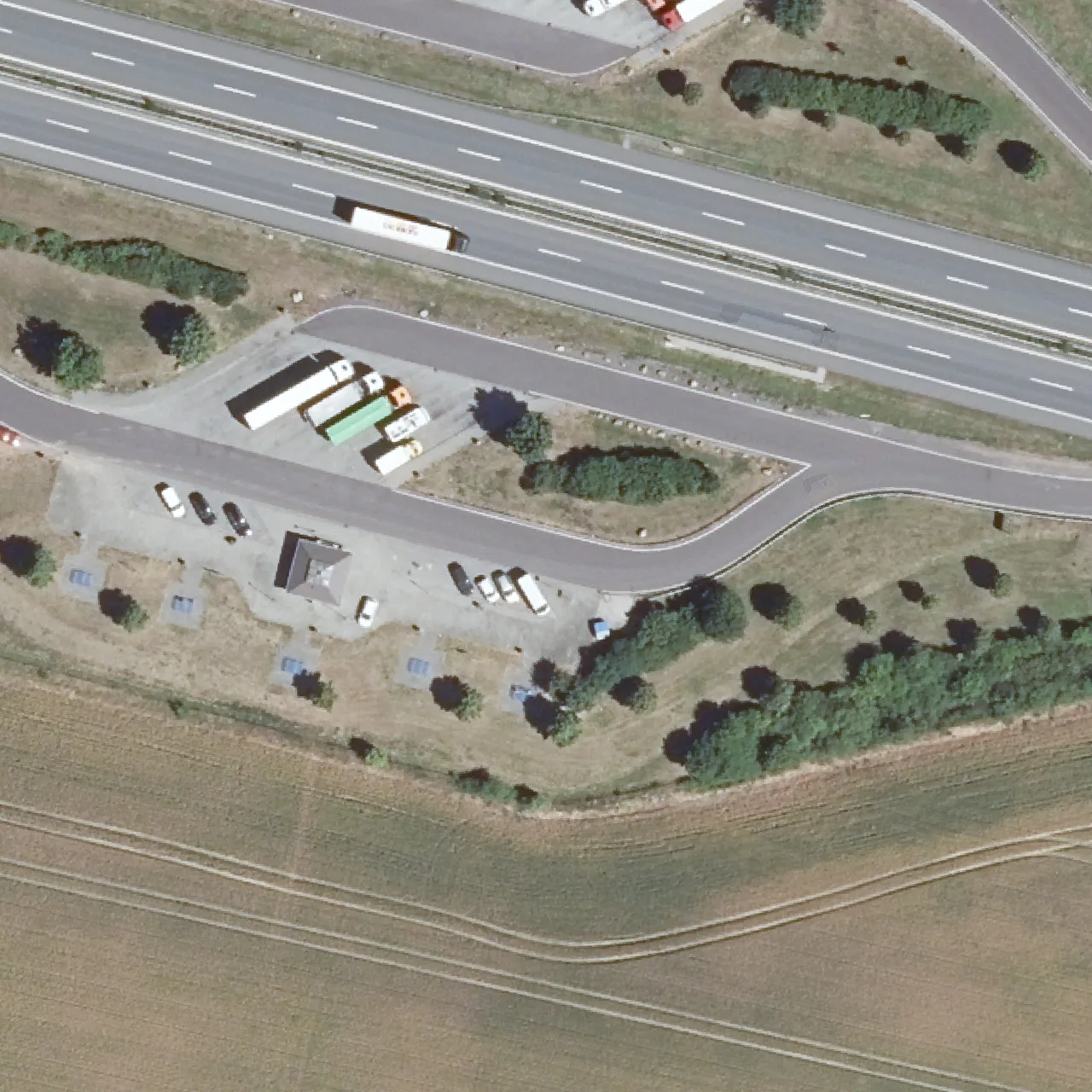 Aerial photo (orthophoto) of truck parking Hasenwinkel Süd from 2025