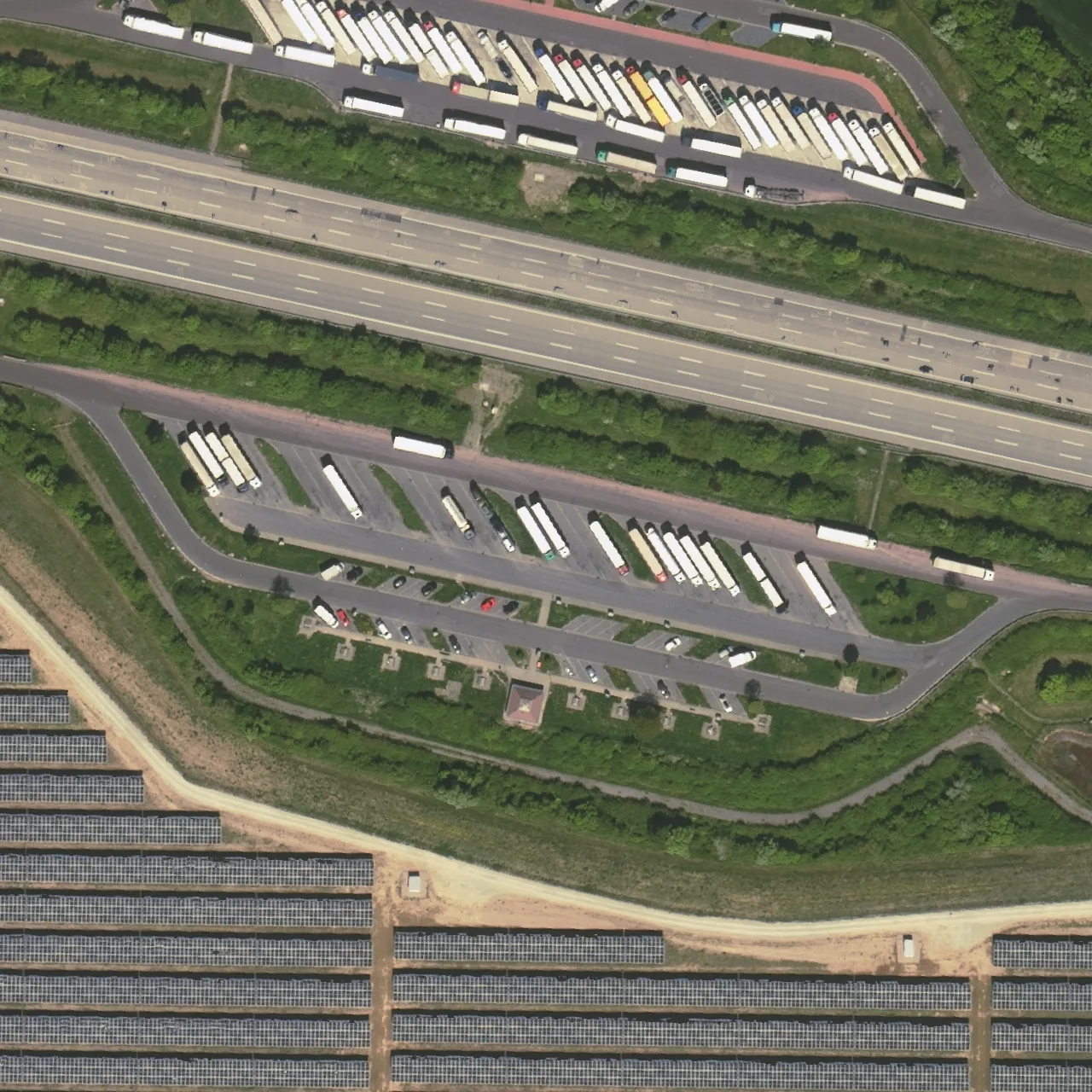 Aerial photo (orthophoto) of truck parking Lorkberg Süd from 2025