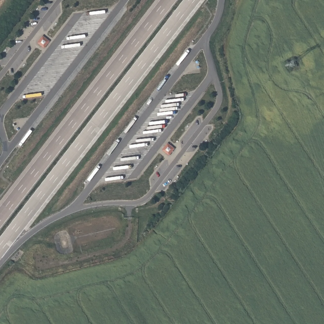 Aerial photo (orthophoto) of truck parking Pörstental Ost from 2025
