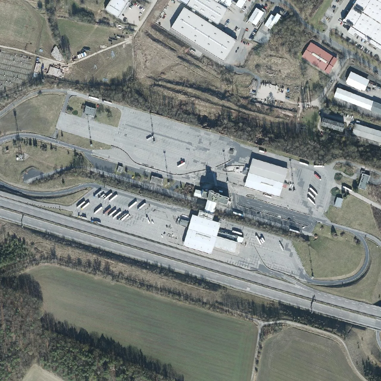 Aerial photo (orthophoto) of truck parking Eisenach from 2025