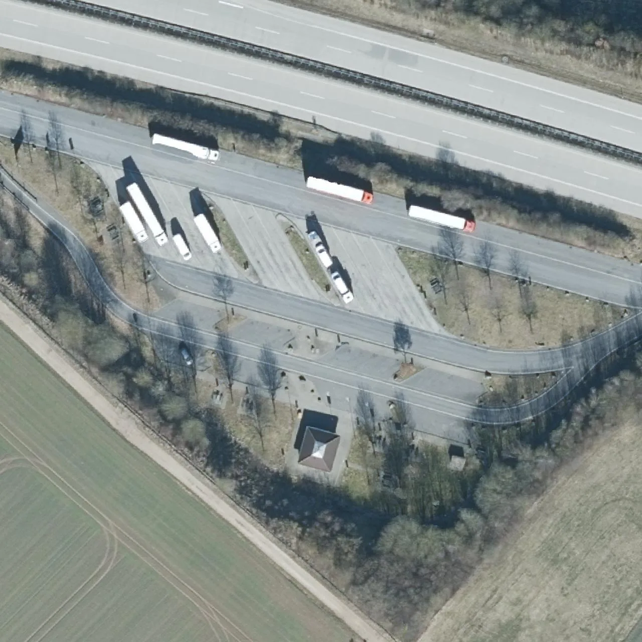 Aerial photo (orthophoto) of truck parking Leinetal Süd from 2025