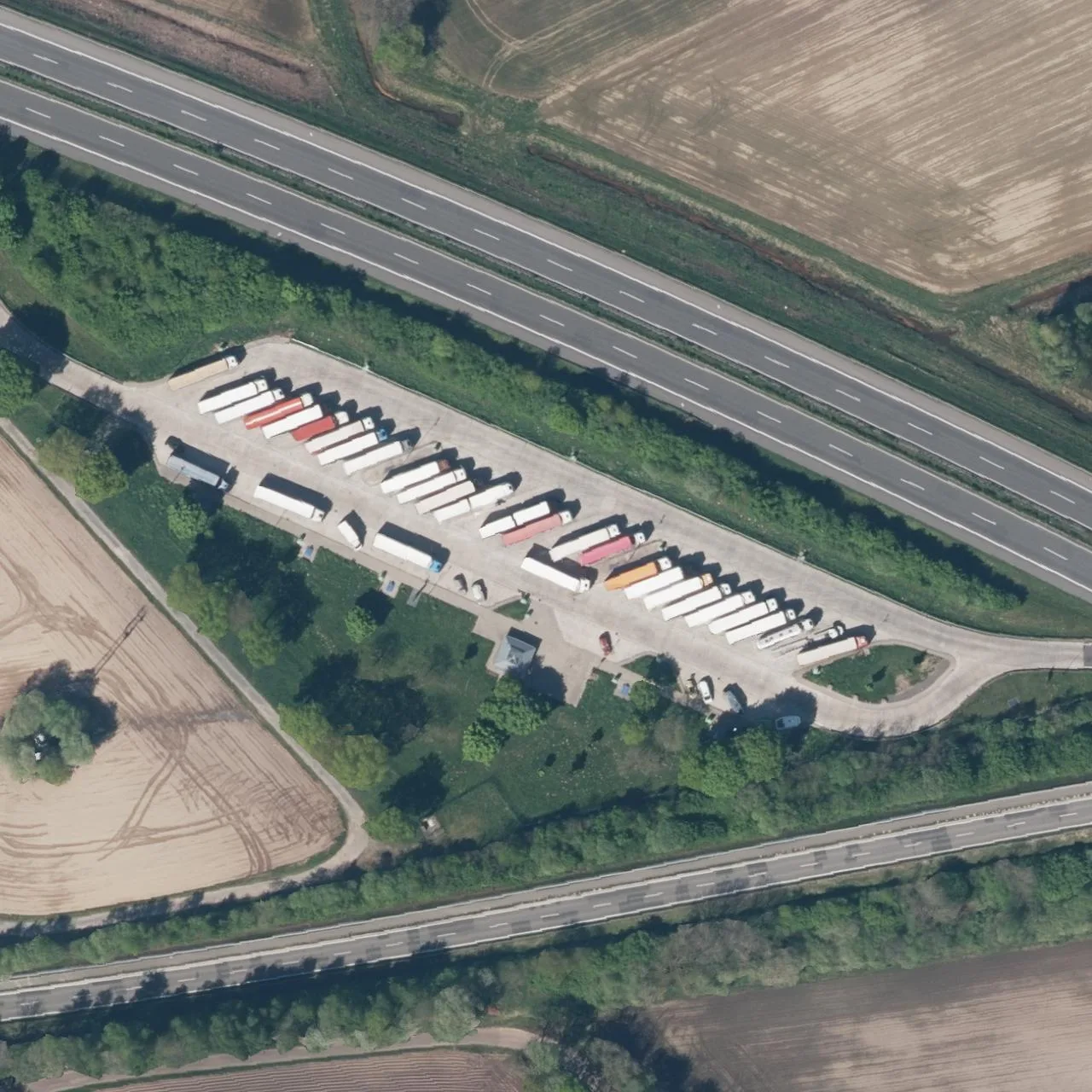 Aerial photo (orthophoto) of truck parking Emstal Süd from 2025