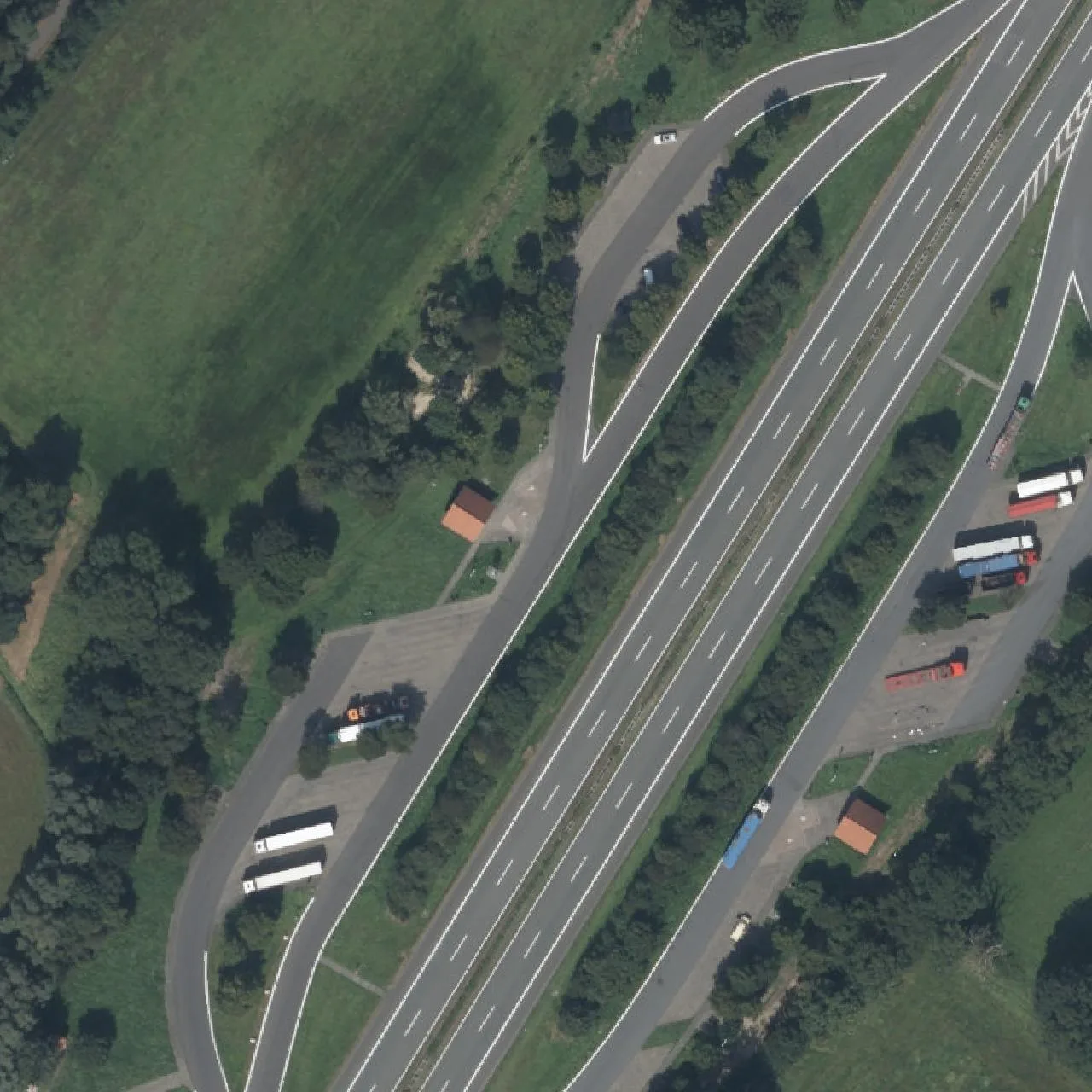 Aerial photo (orthophoto) of truck parking Wester Mark from 2024