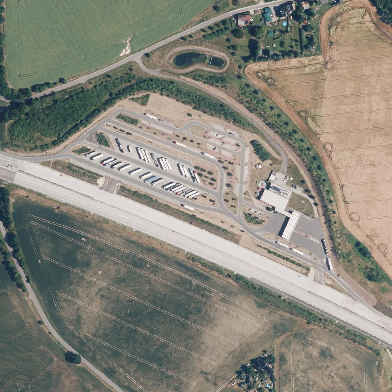Aerial photo (orthophoto) of truck parking Altenburger Land Nord from 2023