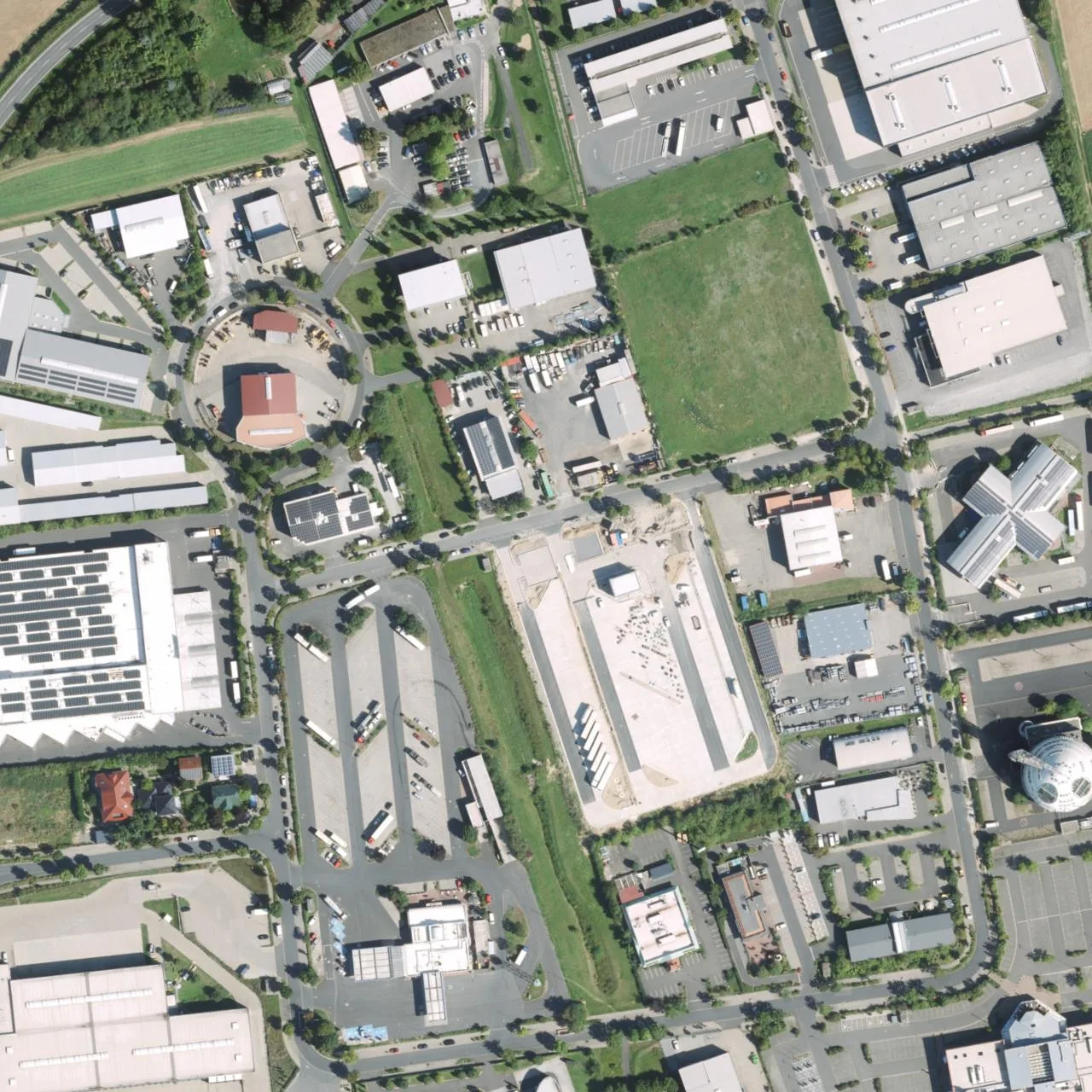 Aerial photo (orthophoto) of truck parking A3 + A7 Safe Truck Park from 2023