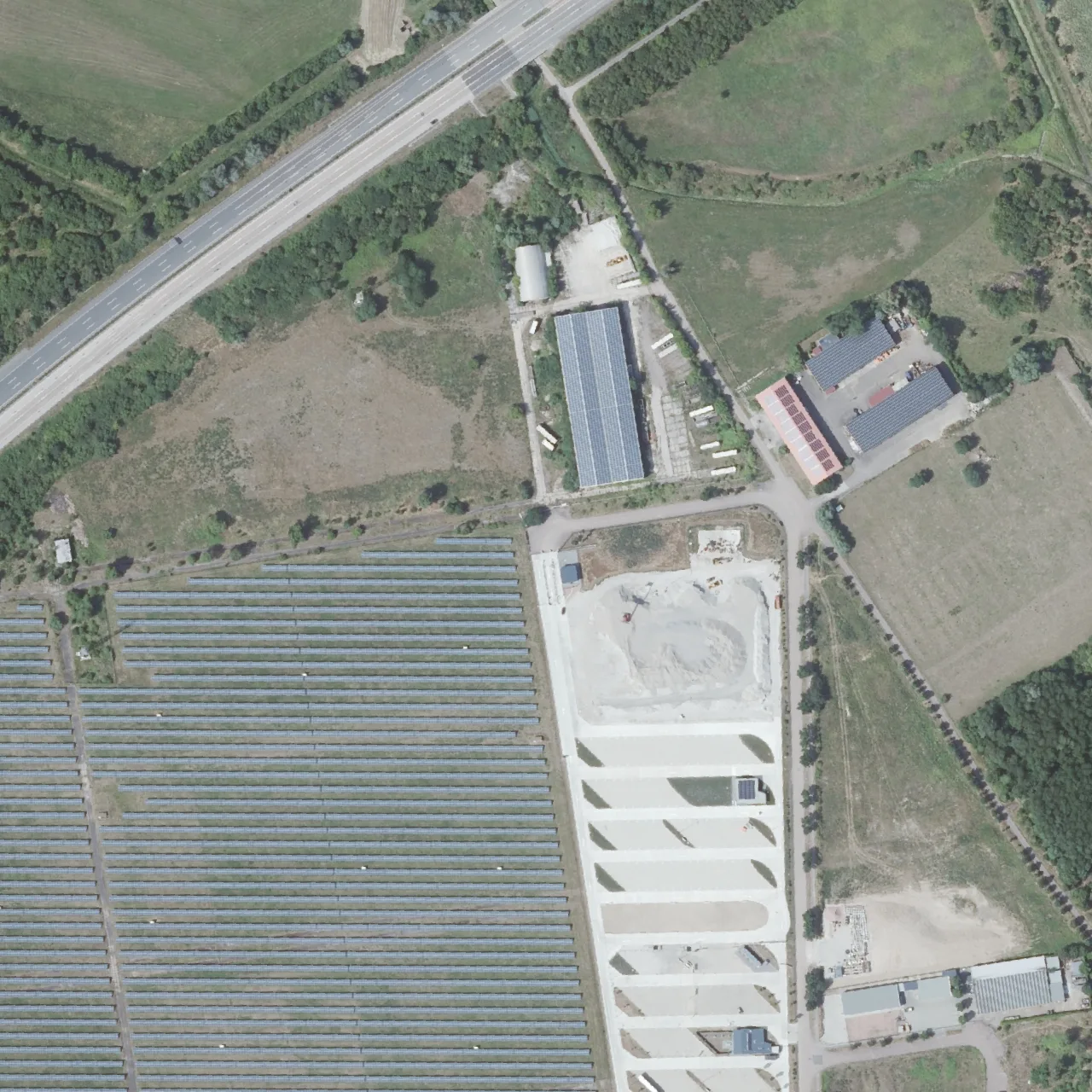 Aerial photo (orthophoto) of truck parking XXLKW Secure Parking Elbebrücke from 2025