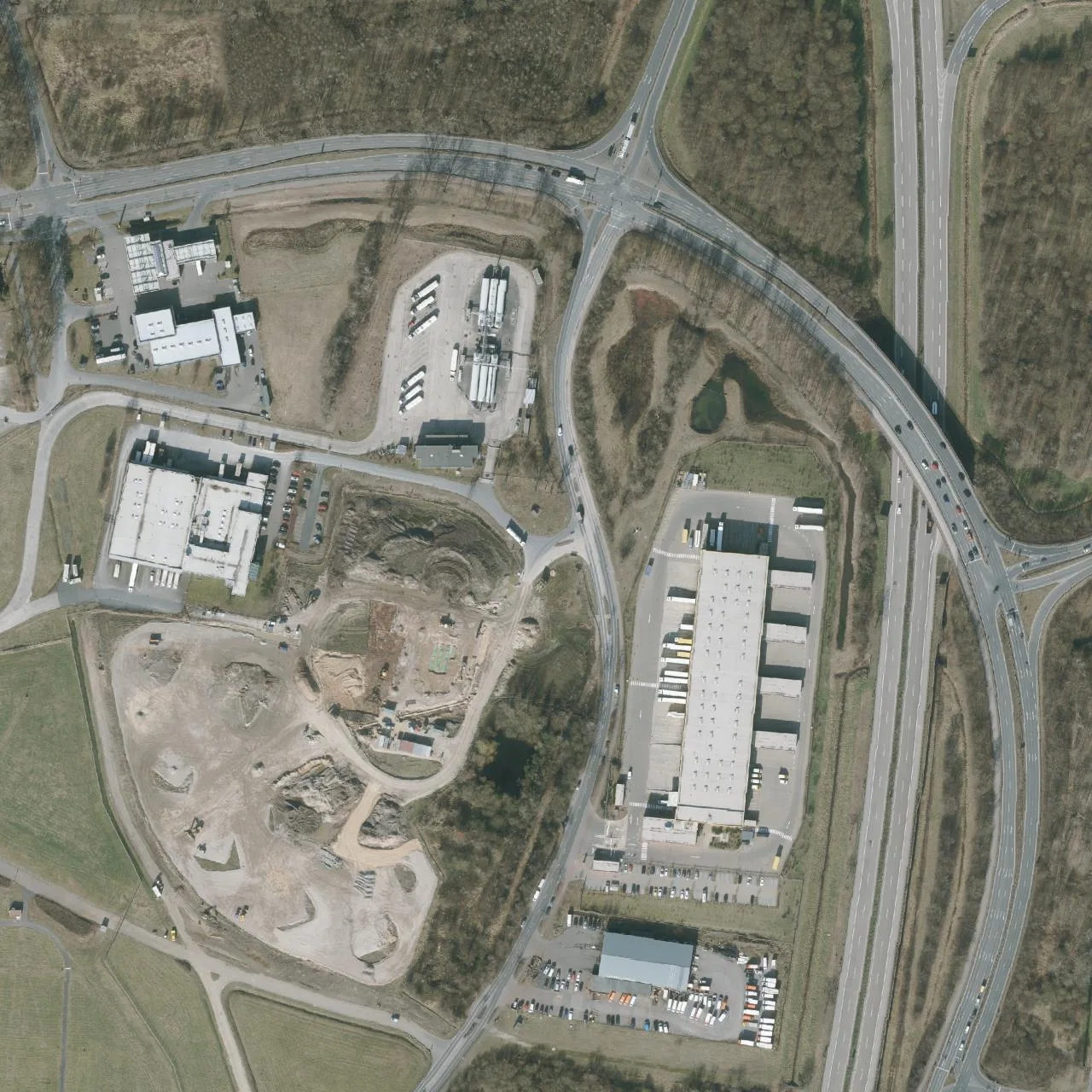 Aerial photo (orthophoto) of truck parking Autohof Hannover Airport from 2022
