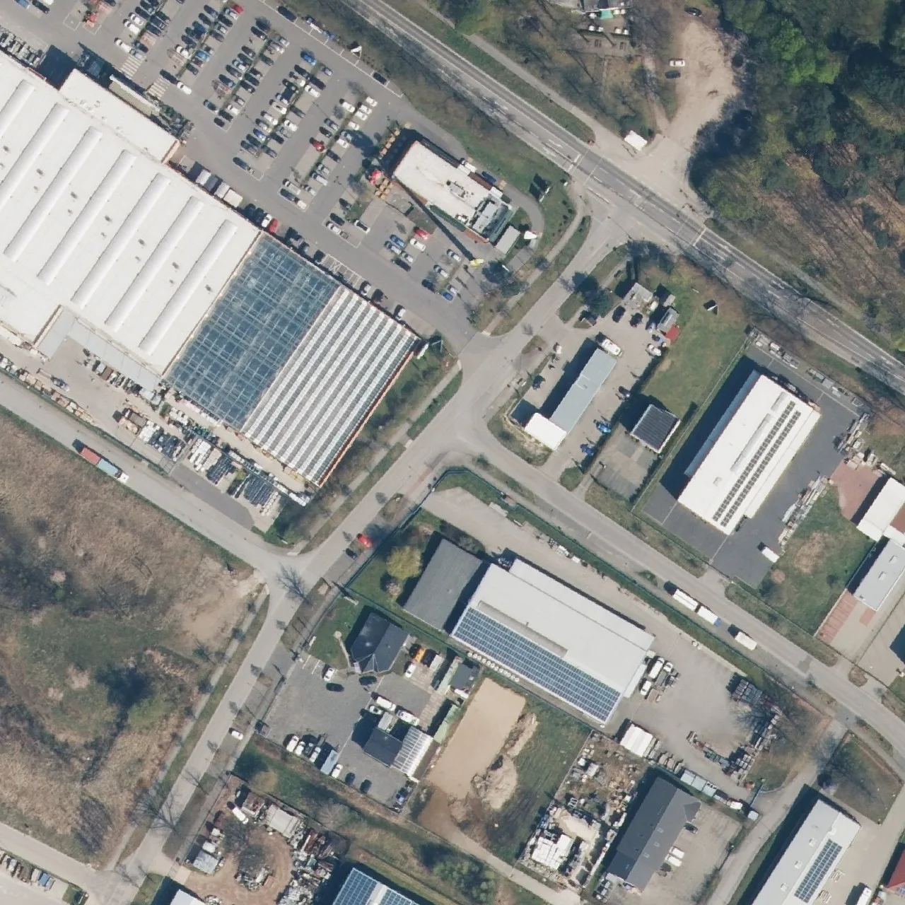 Aerial photo (orthophoto) of truck parking Gewerbegebiet Bernau-Rehberge from 2023