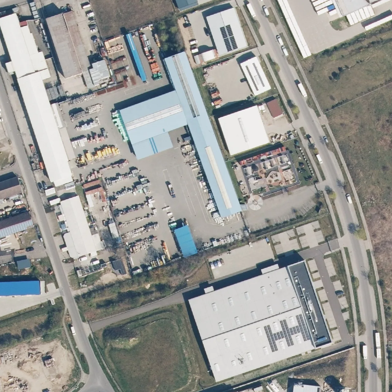 Aerial photo (orthophoto) of truck parking Gewerbegebiet OT Schönow from 2023