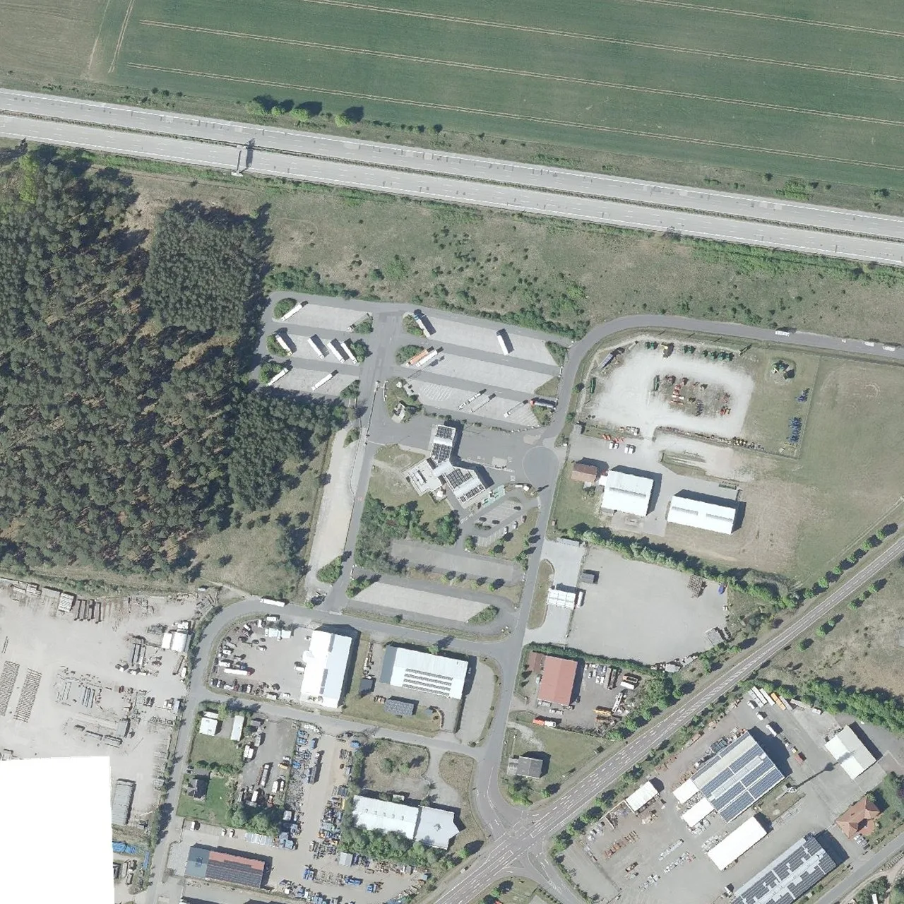 Aerial photo (orthophoto) of truck parking TOTAL Autohof Schopsdorf from 2025