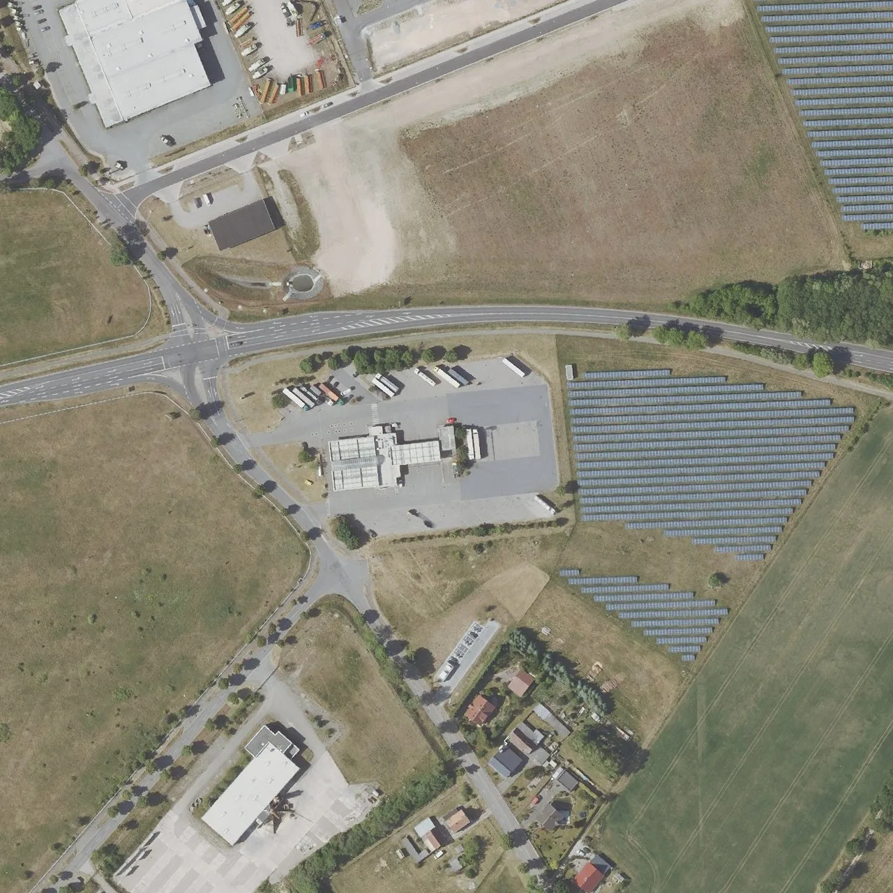 Aerial photo (orthophoto) of truck parking Agip-Autohof Liebenthal from 2023