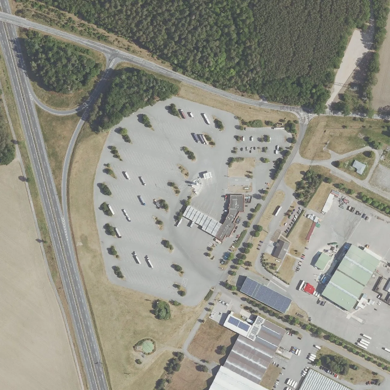 Aerial photo (orthophoto) of truck parking Shell Autohof Herzsprung from 2023