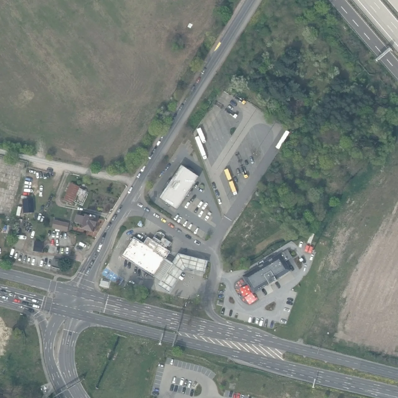 Aerial photo (orthophoto) of truck parking Aral Autohof Vogelsdorf from 2023